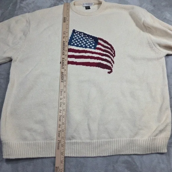 Vtg The Executive Suite New York Mens American Flag‎ Knit Sweater XXL Preppy Y2k